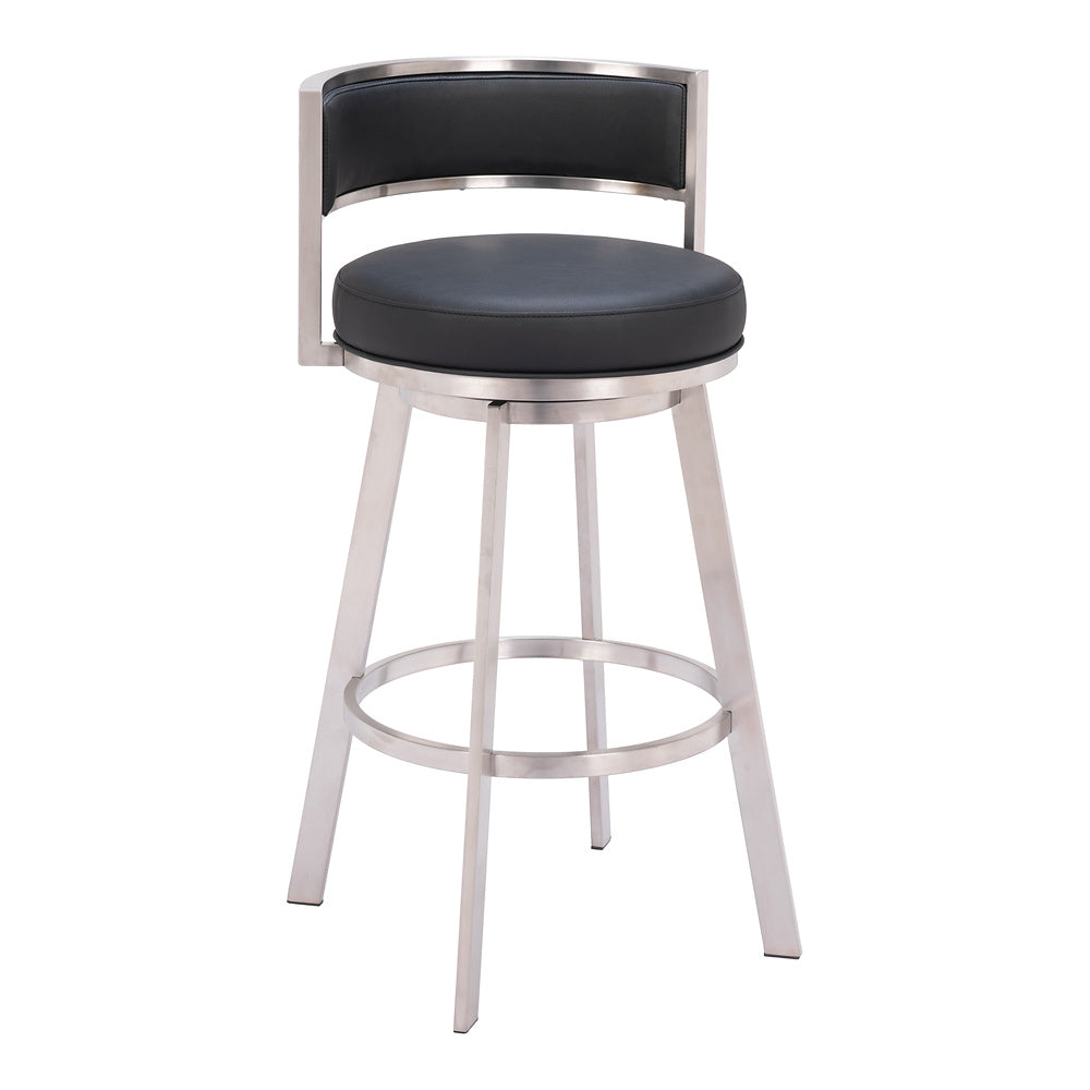 Banco Alto para Comedor de Empresa - ZUO GIMSBY - Negro - Asiento y Respaldo Tapizados en Piel Sintética