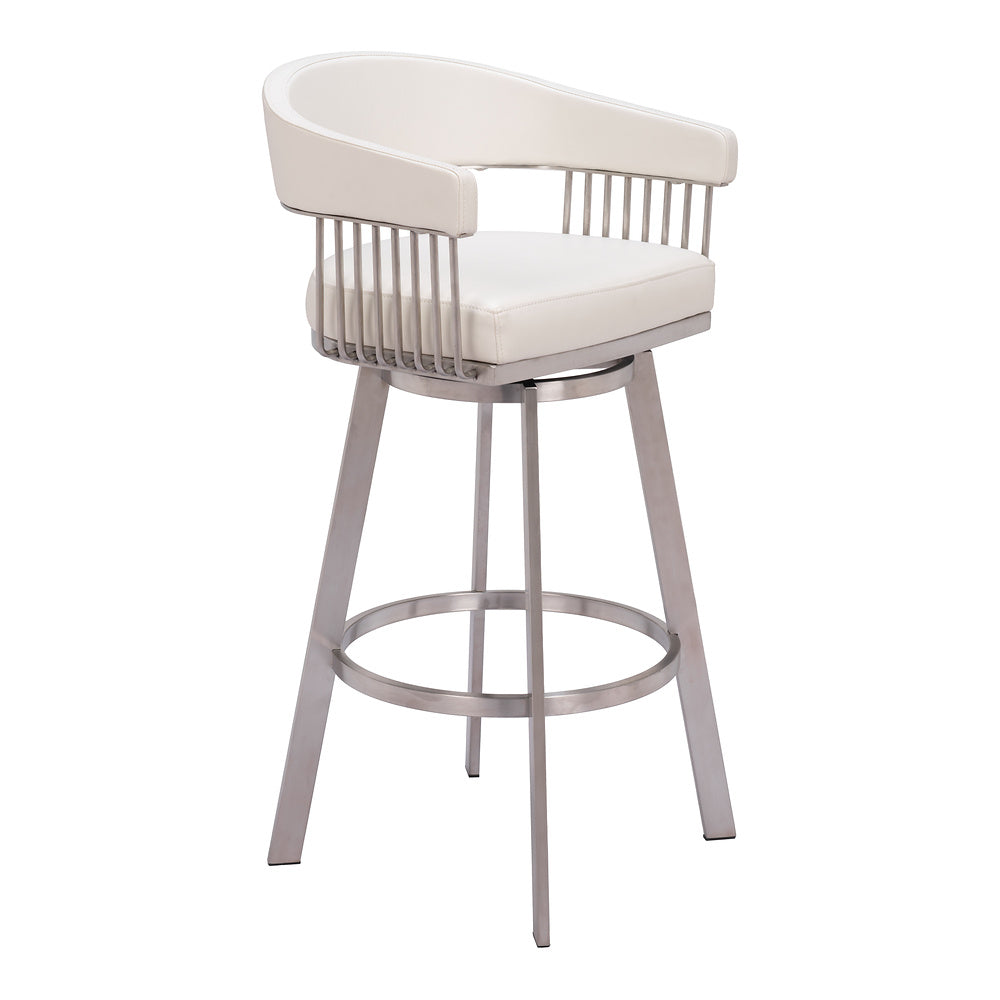 Banco Alto para Pub - ZUO BANTRY - Blanco - Asiento y Respaldo Tapizados en Piel Sintética