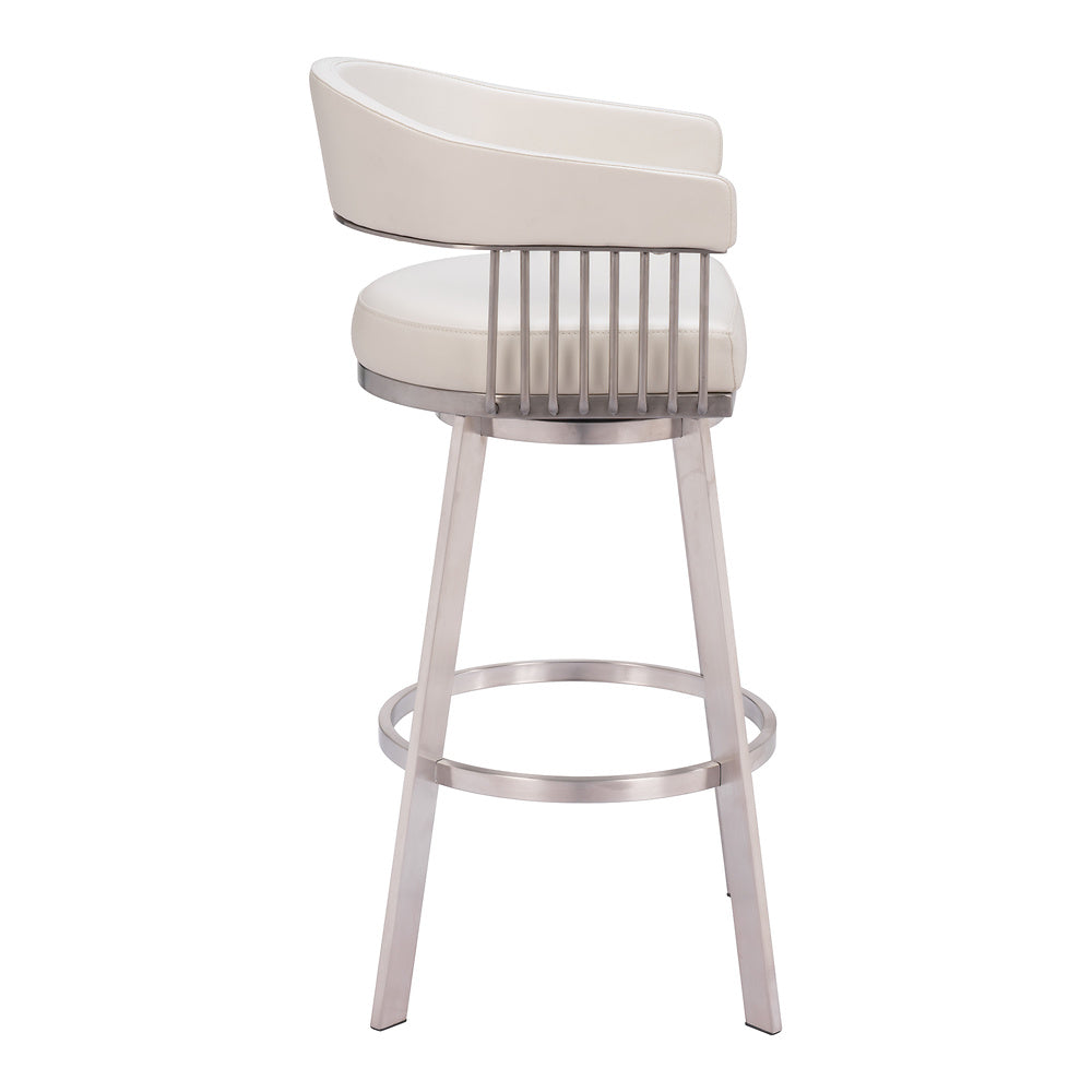 Banco Alto para Pub - ZUO BANTRY - Blanco - Asiento y Respaldo Tapizados en Piel Sintética