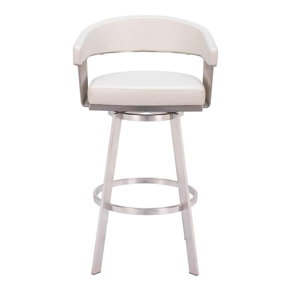Banco Alto para Pub - ZUO BANTRY - Blanco - Asiento y Respaldo Tapizados en Piel Sintética