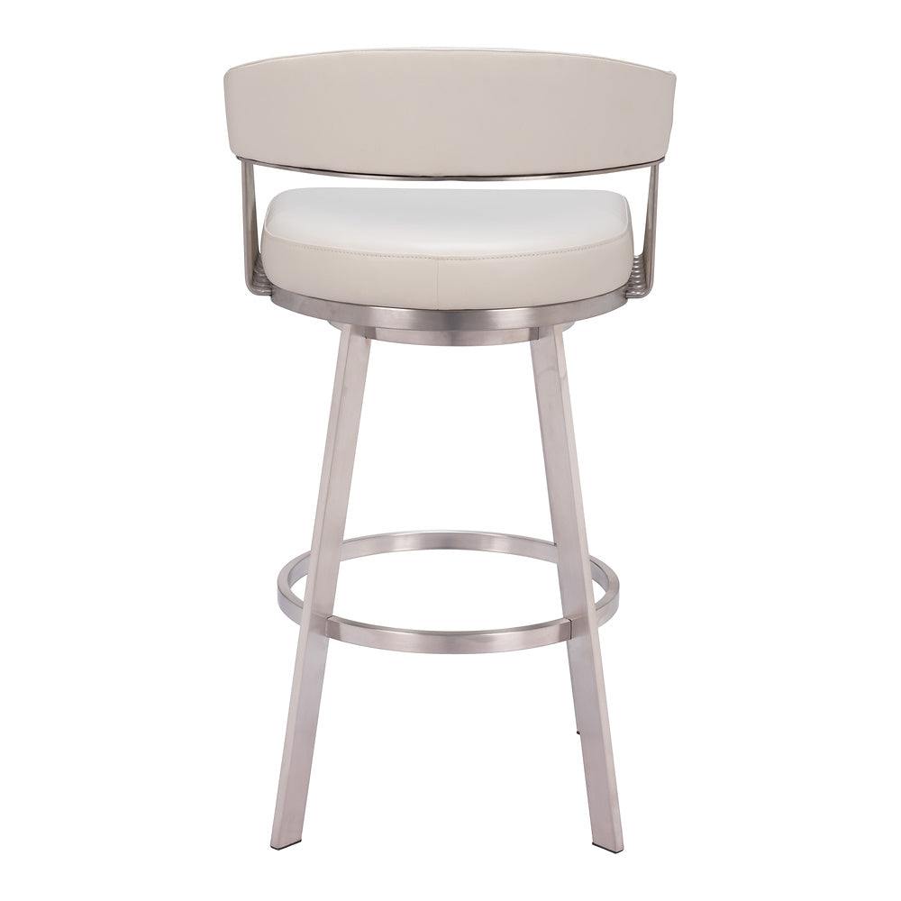 Banco Alto para Pub - ZUO BANTRY - Blanco - Asiento y Respaldo Tapizados en Piel Sintética