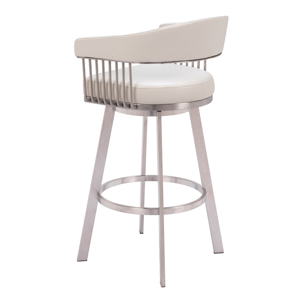 Banco Alto para Pub - ZUO BANTRY - Blanco - Asiento y Respaldo Tapizados en Piel Sintética
