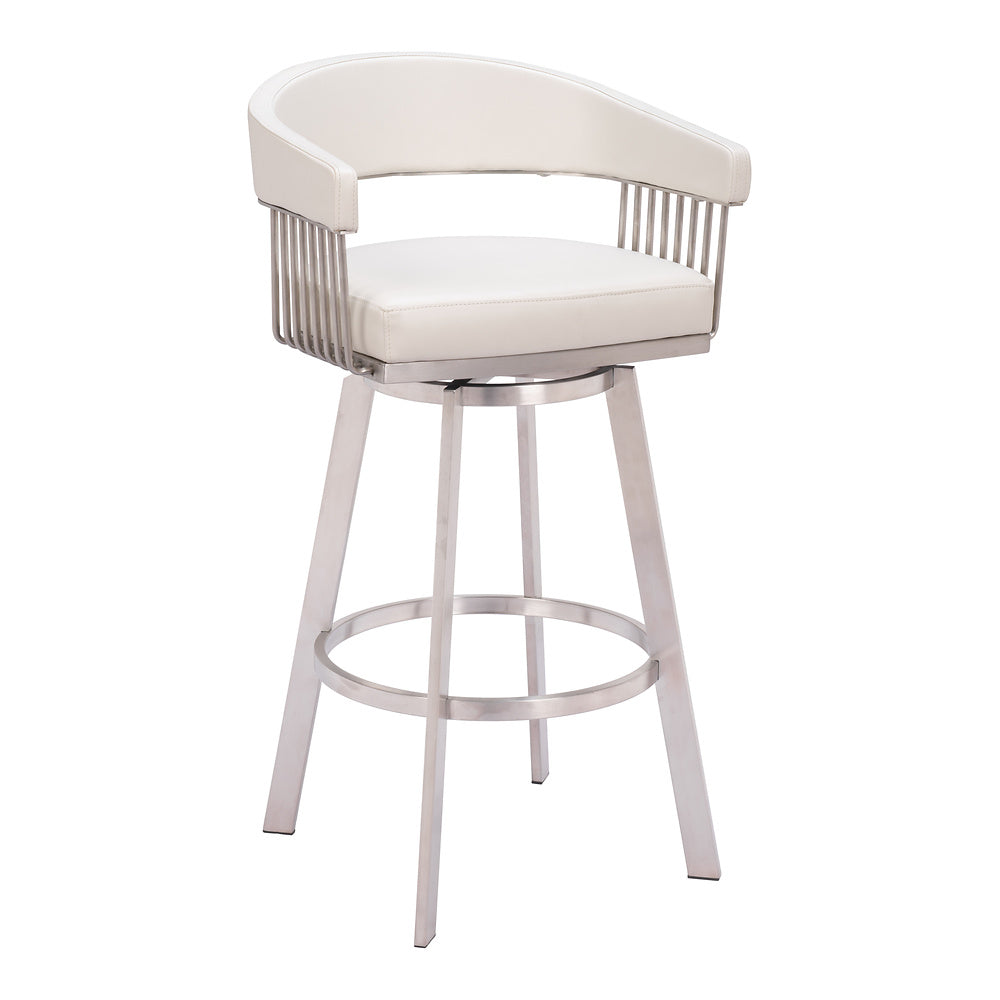 Banco Alto para Pub - ZUO BANTRY - Blanco - Asiento y Respaldo Tapizados en Piel Sintética