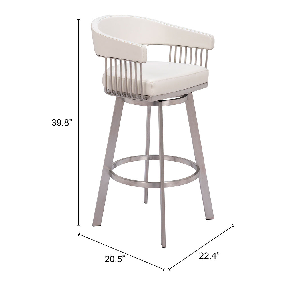 Banco Alto para Pub - ZUO BANTRY - Blanco - Asiento y Respaldo Tapizados en Piel Sintética