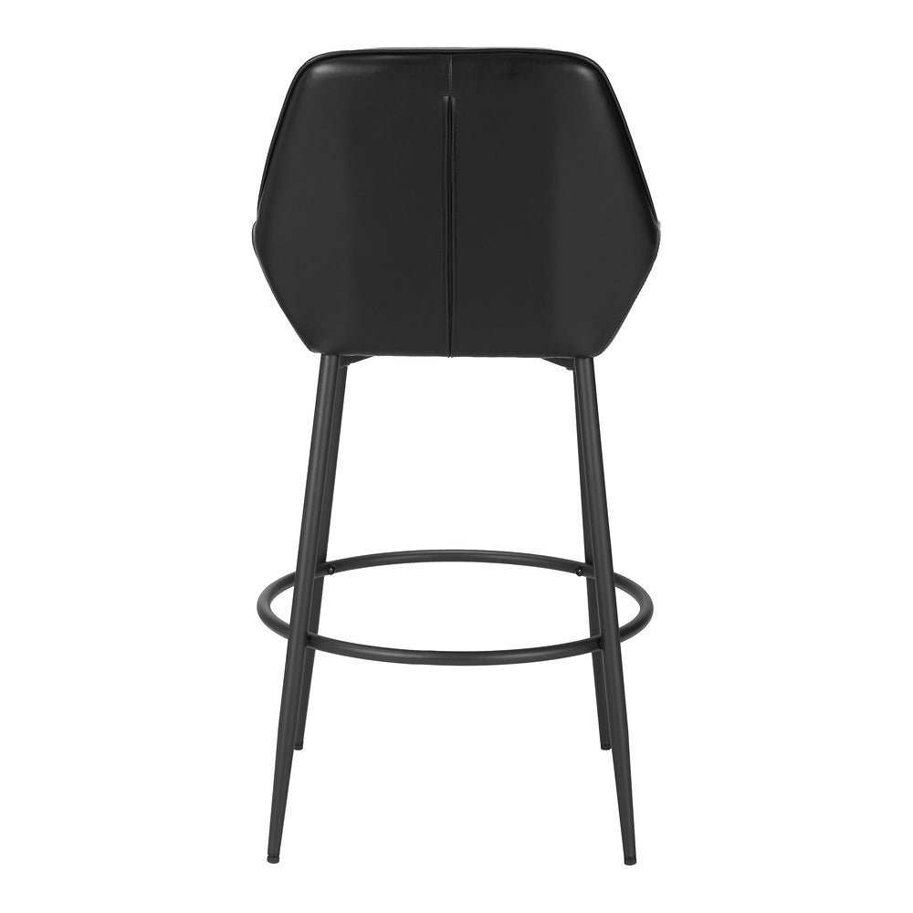 Banco Alto para Bar y Barra - ZUO VILA - Negro - Asiento y Respaldo Tapizados en Piel Sintética