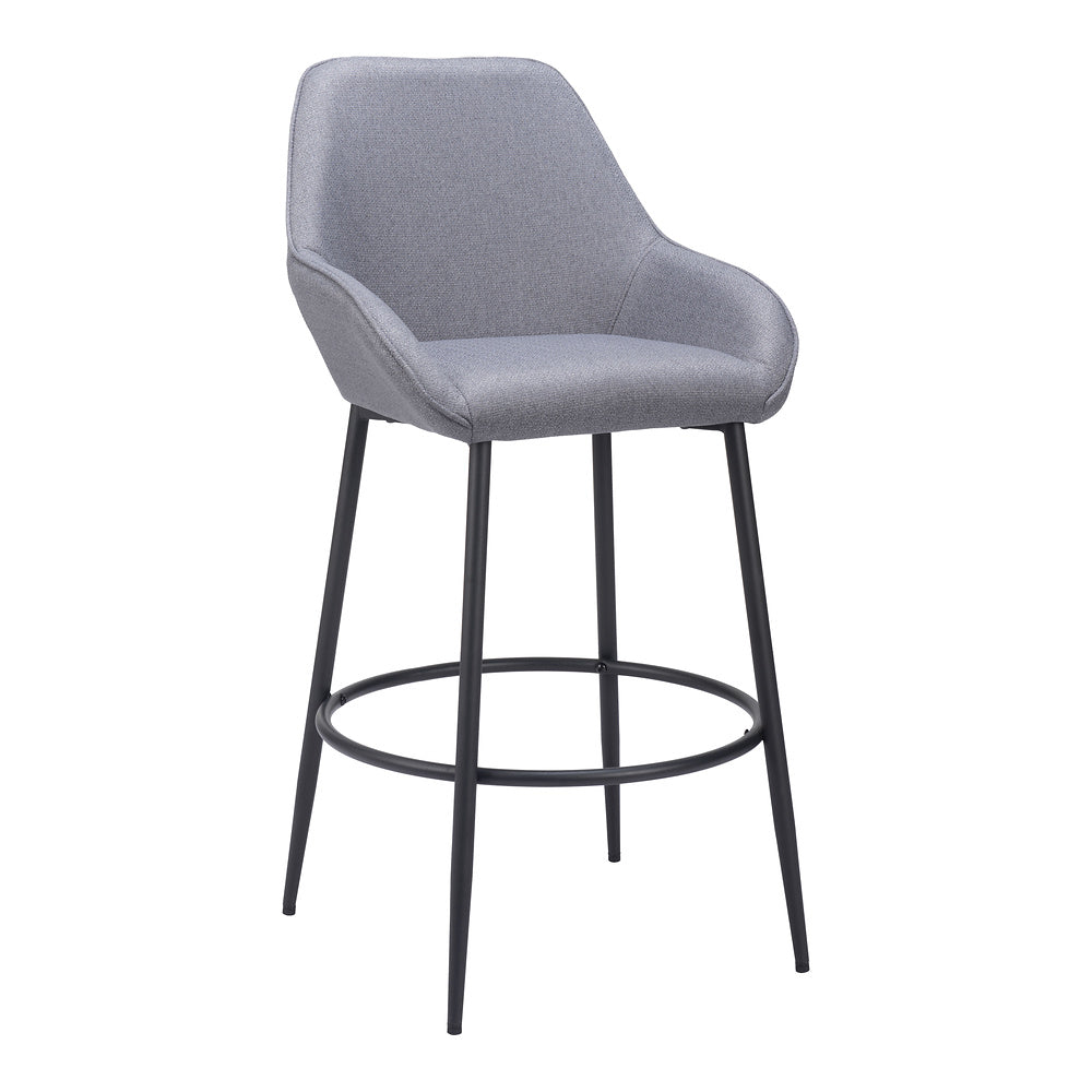 Banco Alto para Bar y Barra - ZUO VILA - Gris - Asiento y Respaldo Tapizados