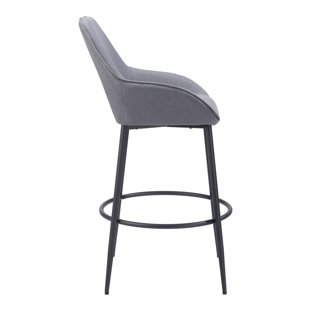 Banco Alto para Bar y Barra - ZUO VILA - Gris - Asiento y Respaldo Tapizados