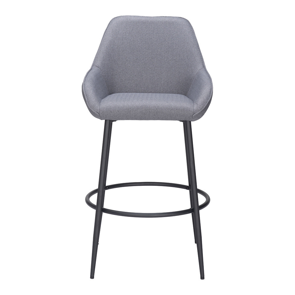 Banco Alto para Bar y Barra - ZUO VILA - Gris - Asiento y Respaldo Tapizados