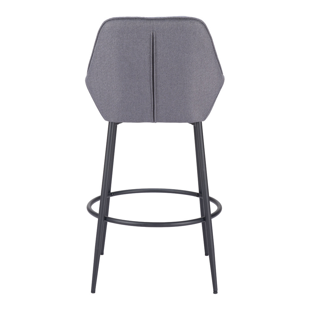 Banco Alto para Bar y Barra - ZUO VILA - Gris - Asiento y Respaldo Tapizados