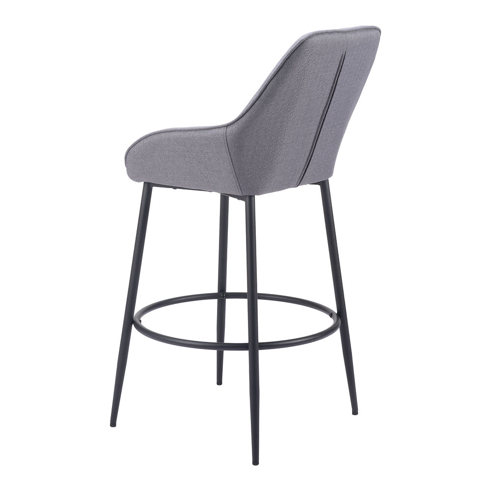 Banco Alto para Bar y Barra - ZUO VILA - Gris - Asiento y Respaldo Tapizados