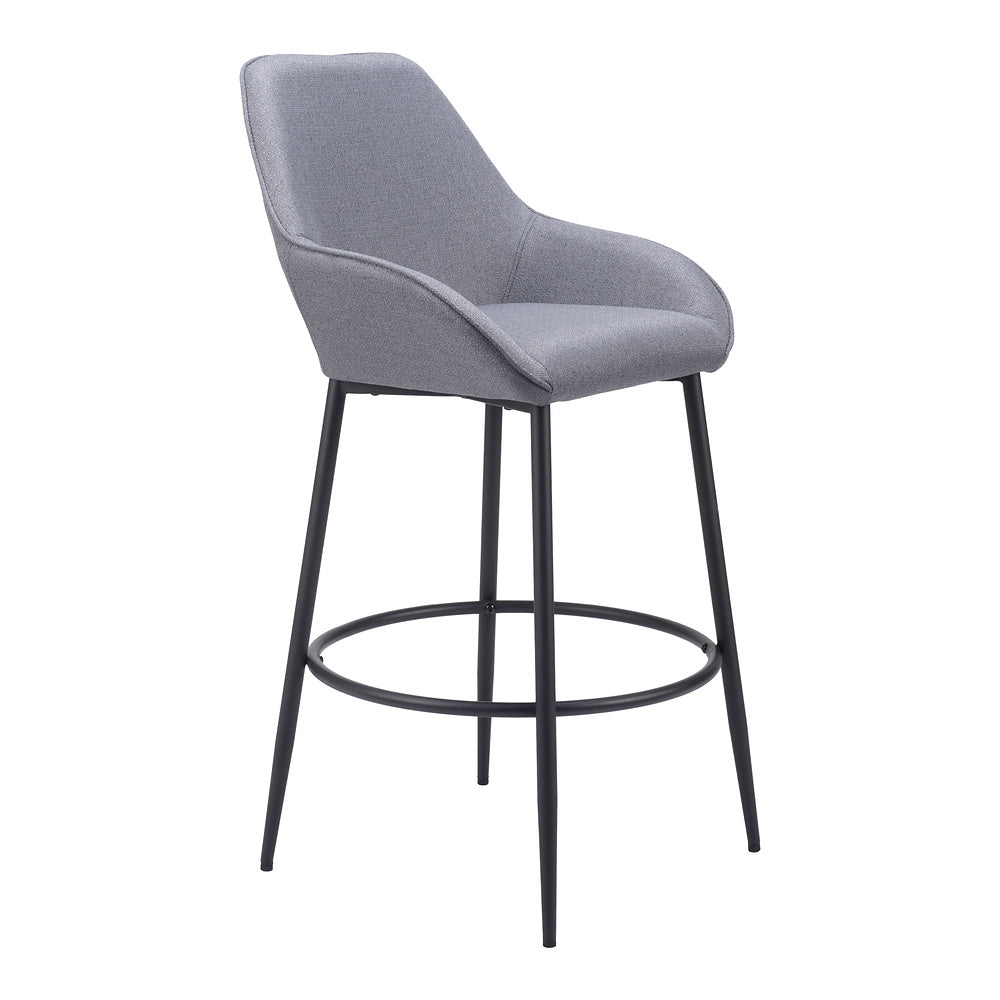 Banco Alto para Bar y Barra - ZUO VILA - Gris - Asiento y Respaldo Tapizados