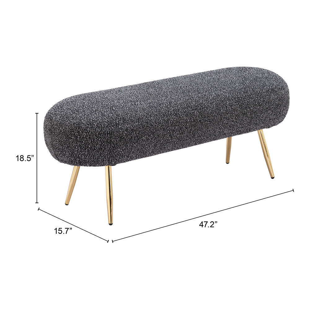 Banca para Vestidor 2 Plazas - ZUO CREEK - Negro Escarchado - Asiento y Respaldo Tapizados en Tejido Texturizado