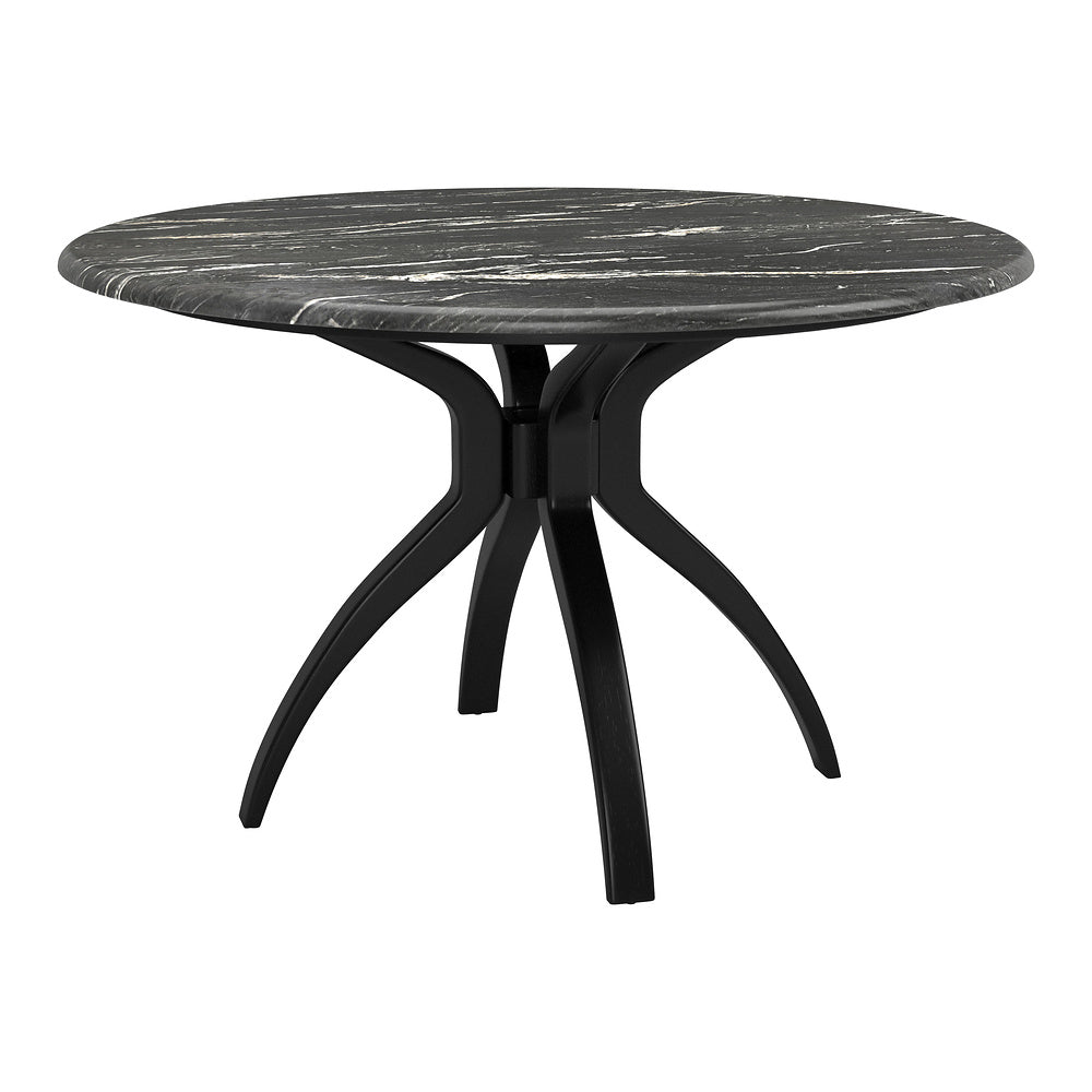 Mesa de Comedor para Bistró - ZUO SUMAY - Negro - Cubierta de Piedra HPL Símil Mármol y Estructura de Acero
