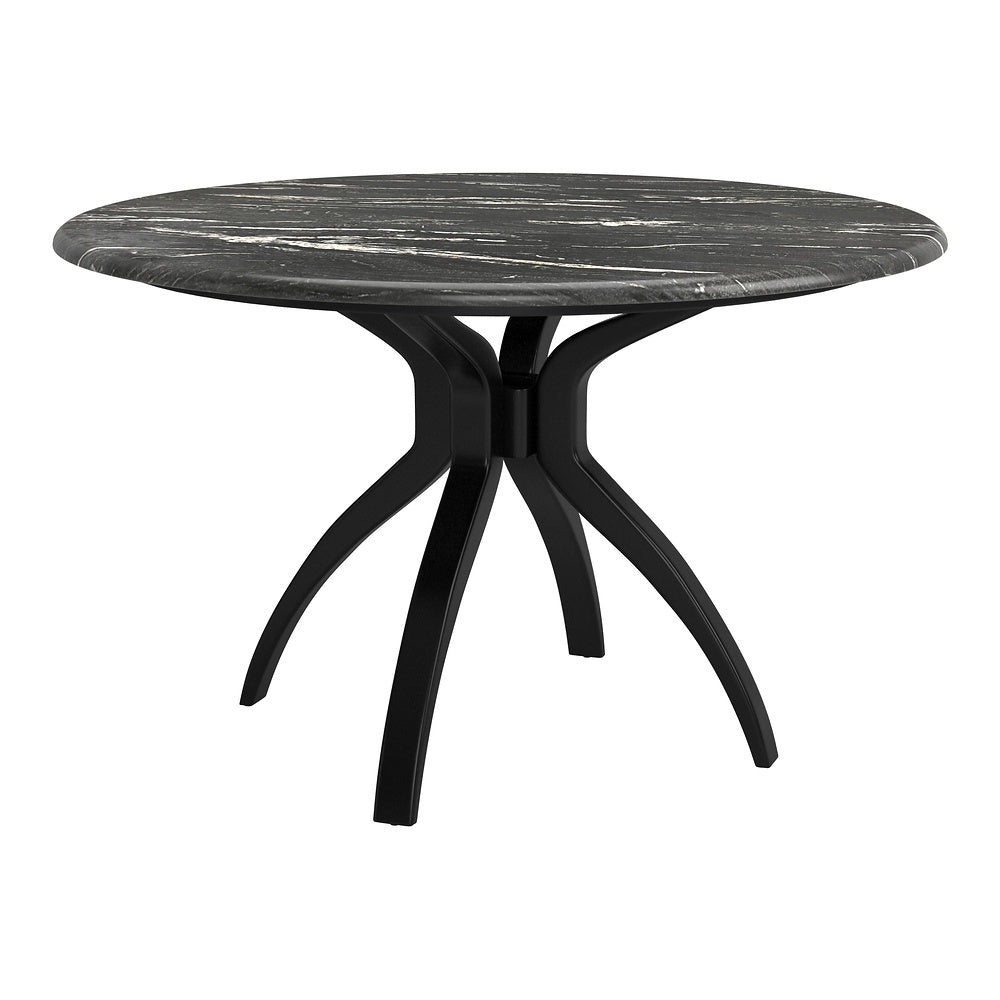 Mesa de Comedor para Bistró - ZUO SUMAY - Negro - Cubierta de Piedra HPL Símil Mármol y Estructura de Acero