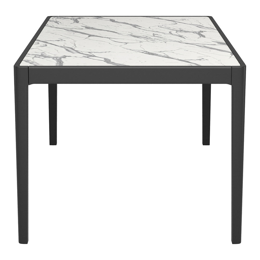Mesa de Comedor para Desayunador - ZUO TOKAI - Blanco - Cubierta de Piedra HPL Símil Mármol y Estructura de Madera de Hule
