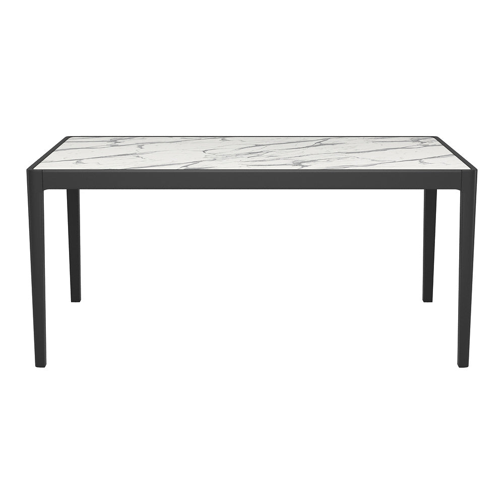 Mesa de Comedor para Desayunador - ZUO TOKAI - Blanco - Cubierta de Piedra HPL Símil Mármol y Estructura de Madera de Hule