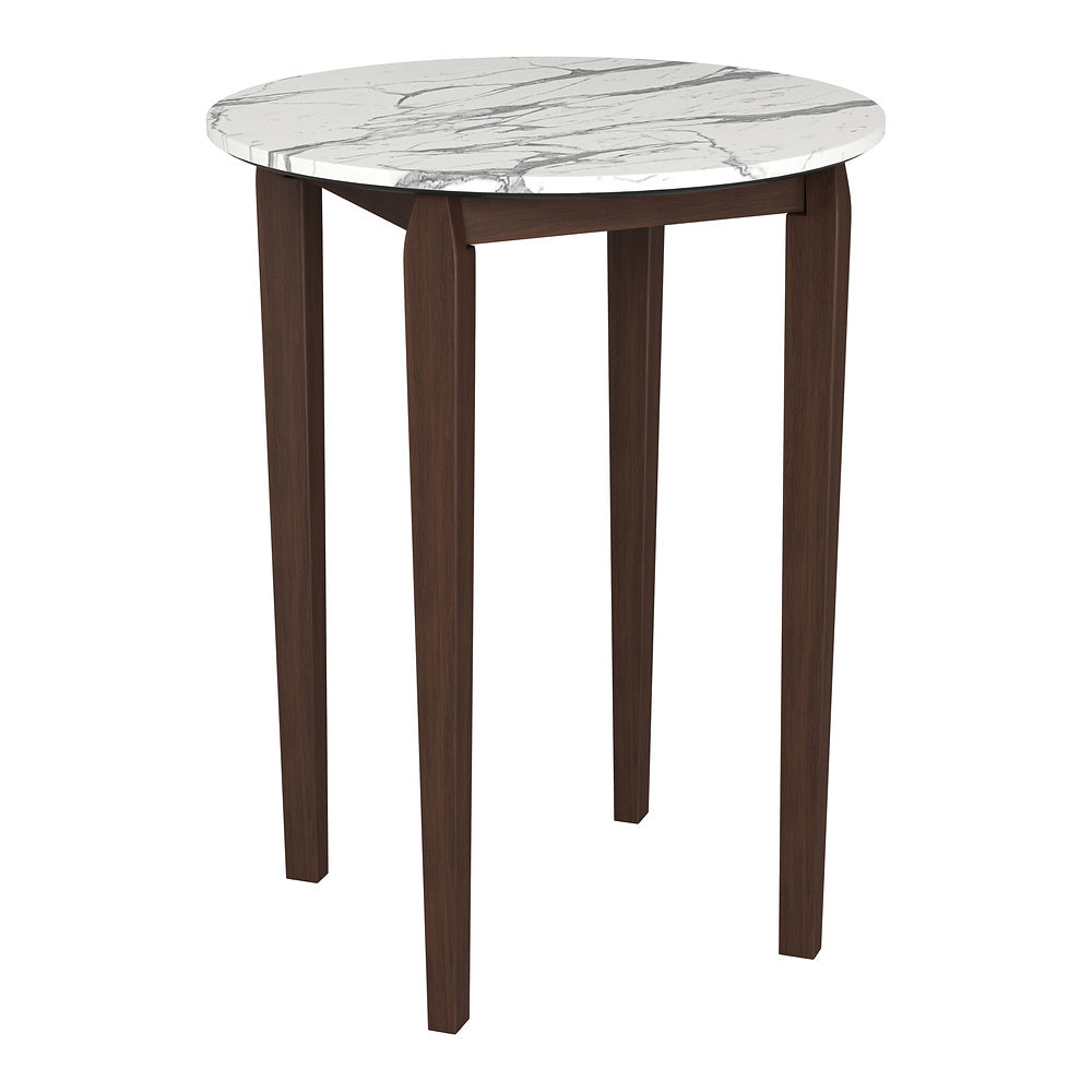Mesa Alta para Bar - ZUO VERNON - Blanco - Cubierta de Piedra HPL Símil Mármol y Estructura de Madera de Hule