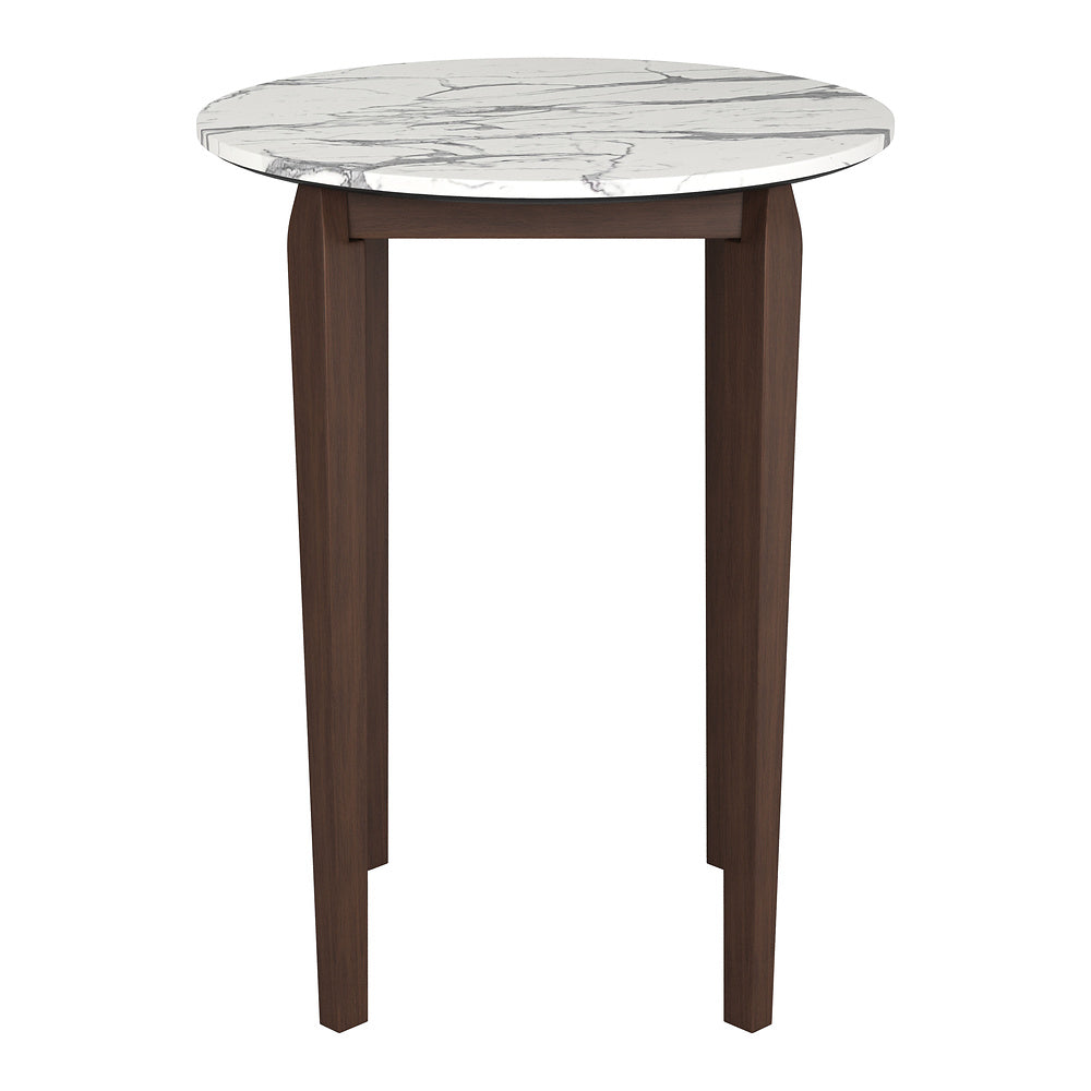 Mesa Alta para Bar - ZUO VERNON - Blanco - Cubierta de Piedra HPL Símil Mármol y Estructura de Madera de Hule