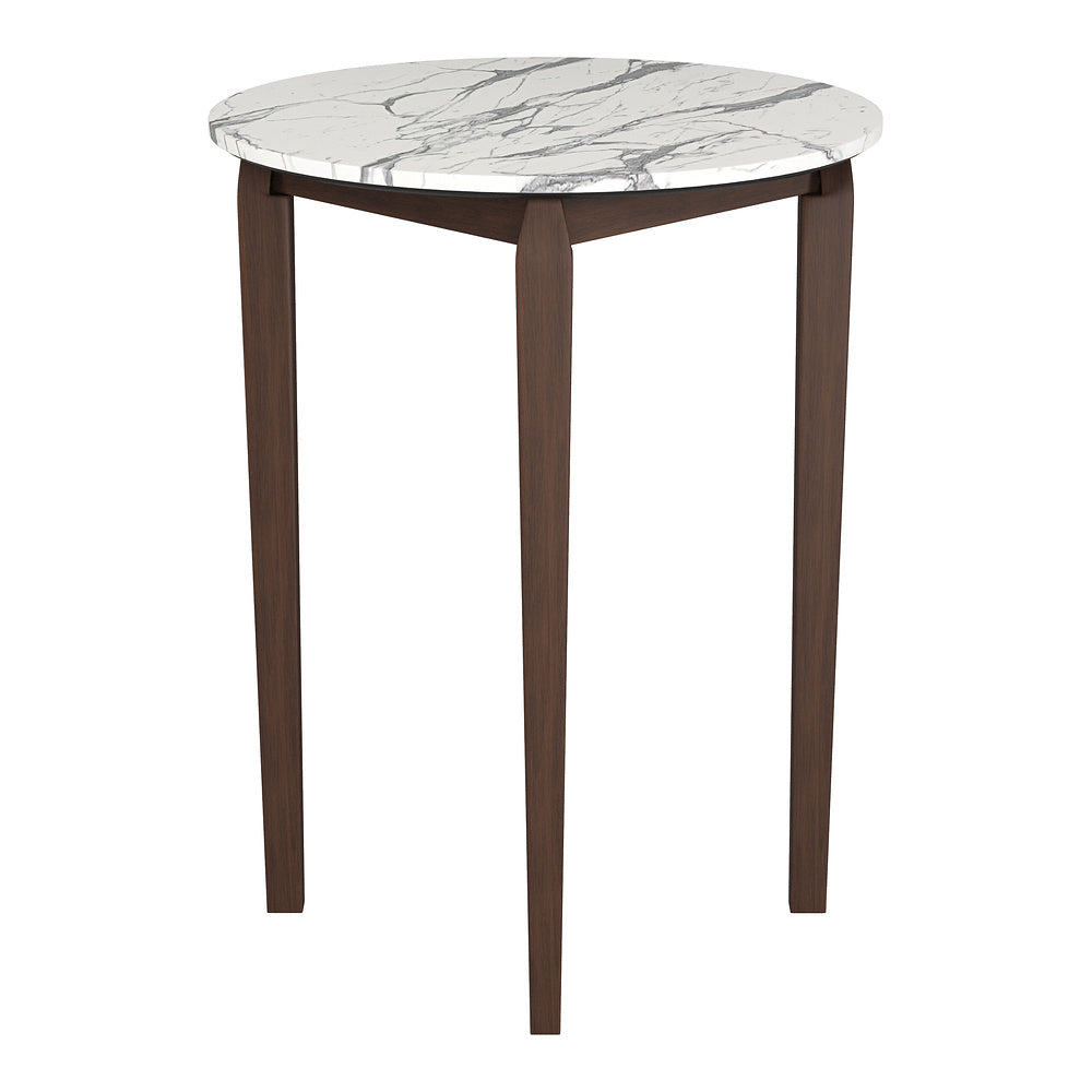 Mesa Alta para Bar - ZUO VERNON - Blanco - Cubierta de Piedra HPL Símil Mármol y Estructura de Madera de Hule