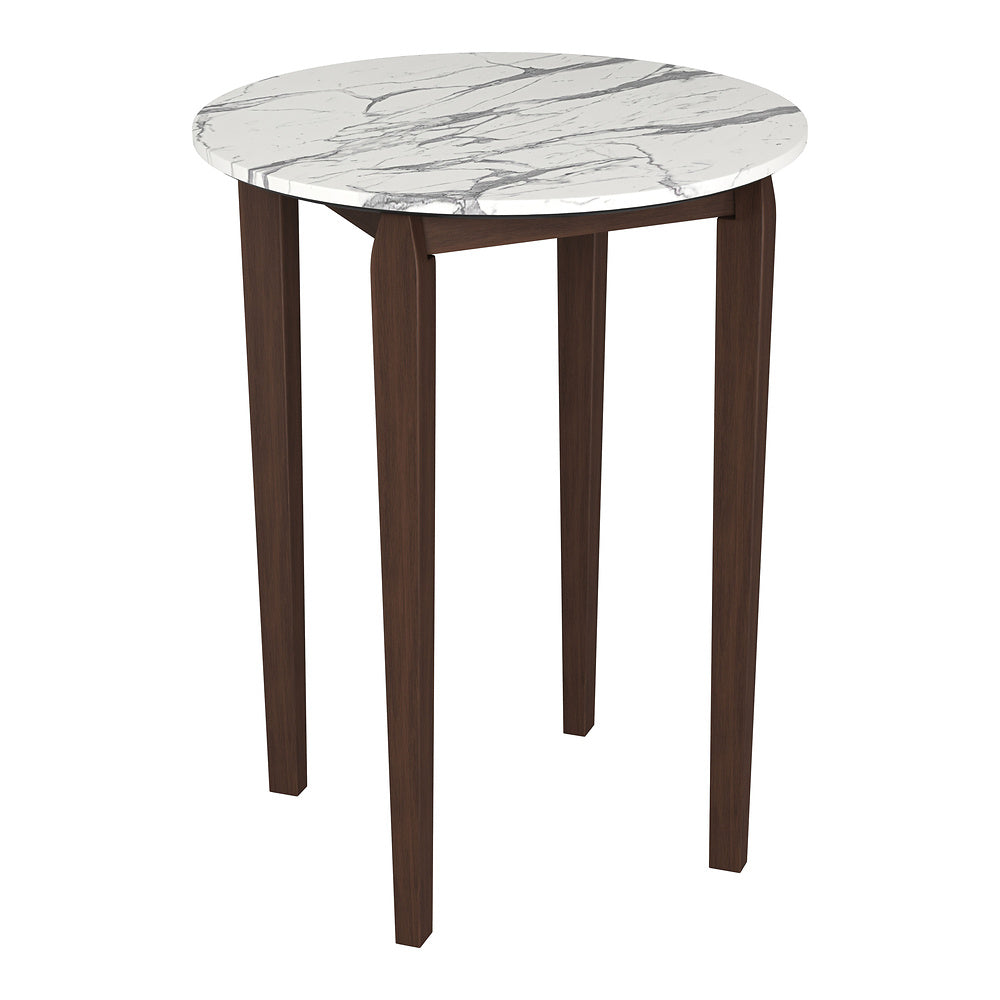 Mesa Alta para Bar - ZUO VERNON - Blanco - Cubierta de Piedra HPL Símil Mármol y Estructura de Madera de Hule