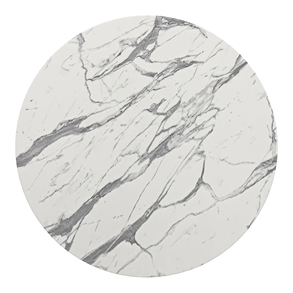 Mesa Alta para Bar - ZUO VERNON - Blanco - Cubierta de Piedra HPL Símil Mármol y Estructura de Madera de Hule