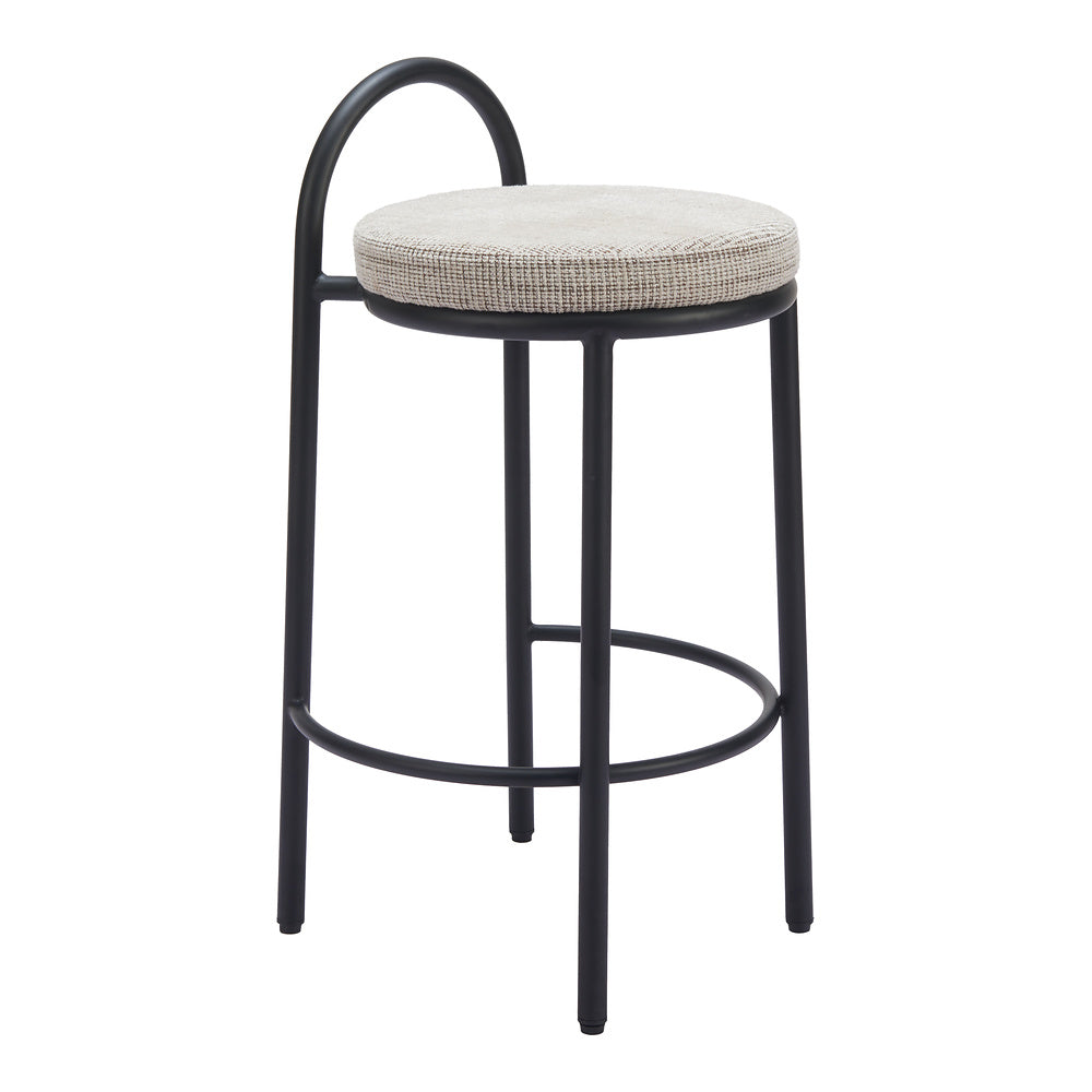 Banco Mostrador para Comedor de Empresa - ZUO SISAL - Beige Tweed - Asiento y Respaldo Tapizados