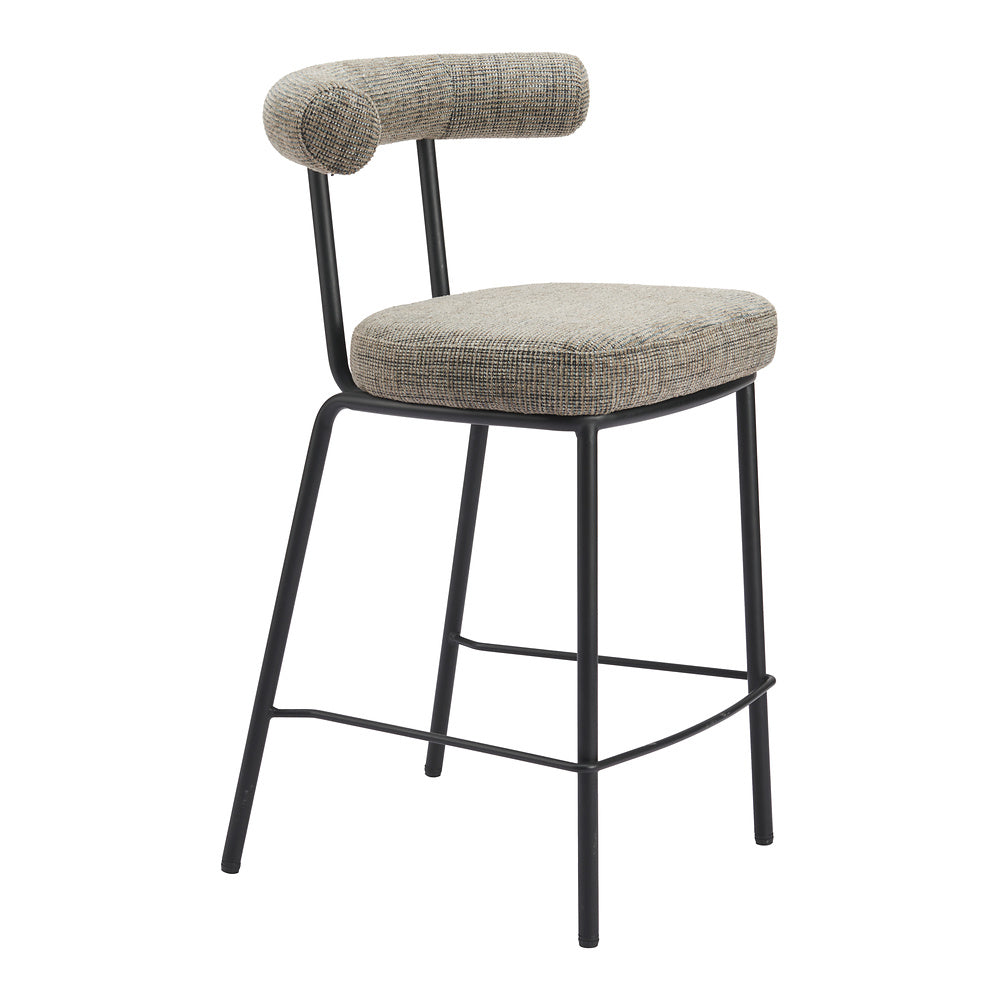 Banco Mostrador para Cafetería - ZUO KEDE - Verde Tweed - Asiento y Respaldo Tapizados
