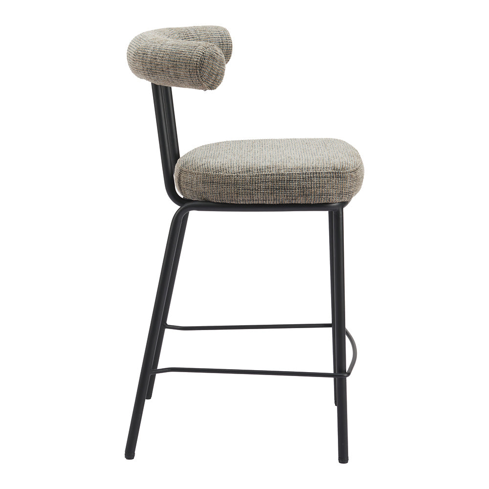 Banco Mostrador para Cafetería - ZUO KEDE - Verde Tweed - Asiento y Respaldo Tapizados
