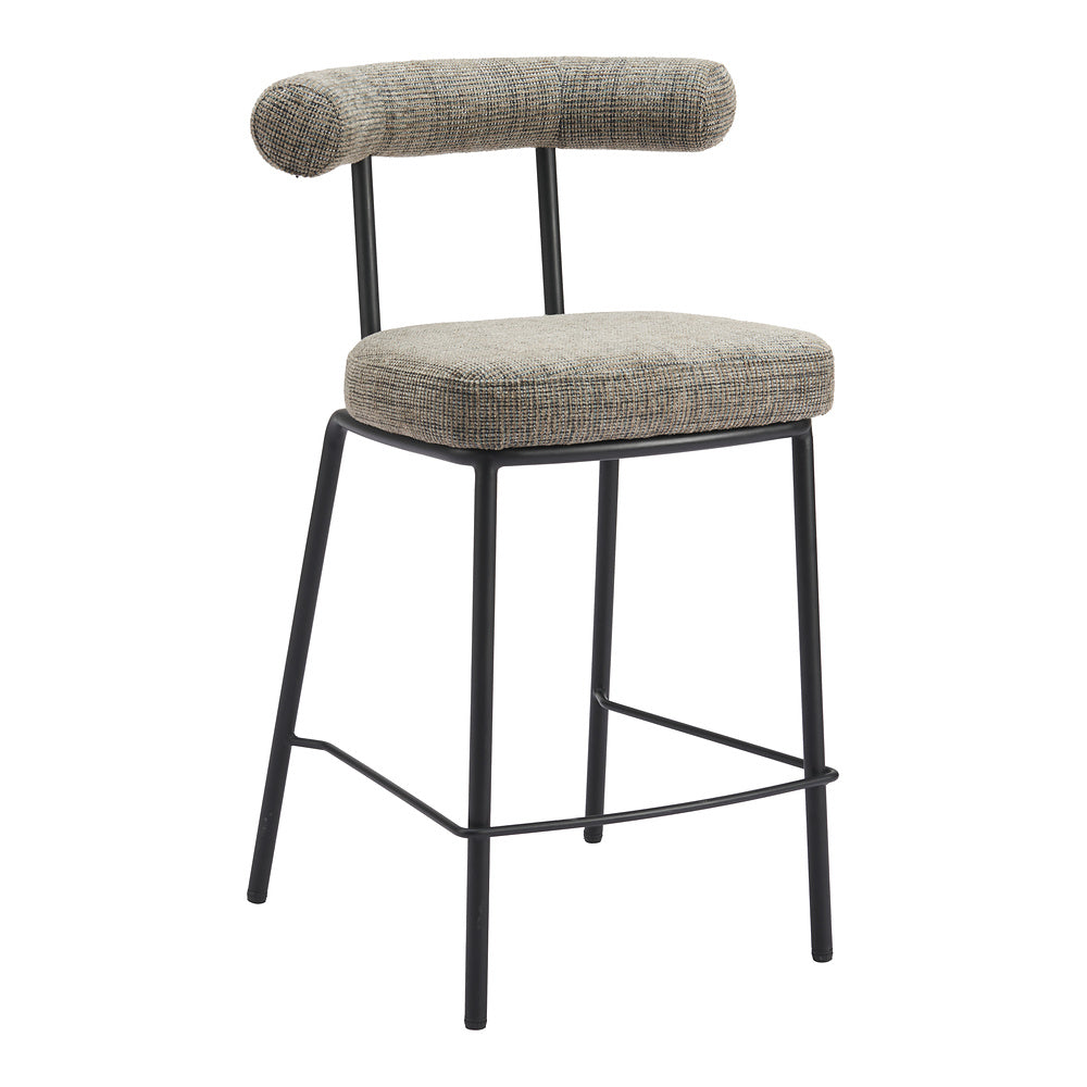 Banco Mostrador para Cafetería - ZUO KEDE - Verde Tweed - Asiento y Respaldo Tapizados