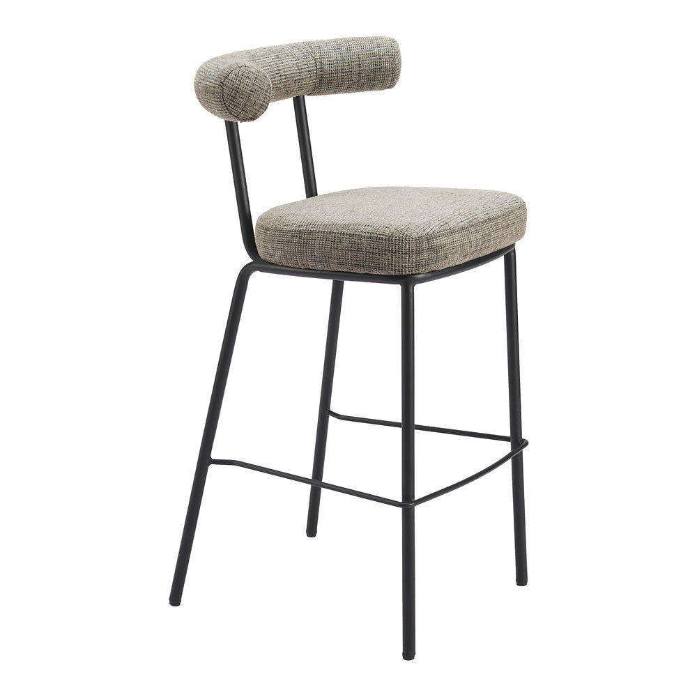 Banco Alto para Restaurante - ZUO KEDE - Verde Tweed - Asiento y Respaldo Tapizados
