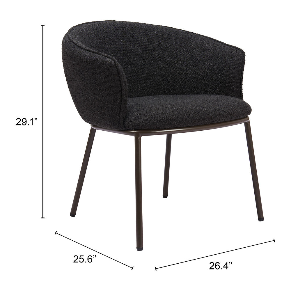 Silla Comercial para Salón de Eventos - ZUO ESSEN - Varios Colores - Asiento y Respaldo Tapizados en Tejido Texturizado - Negro y Bronce