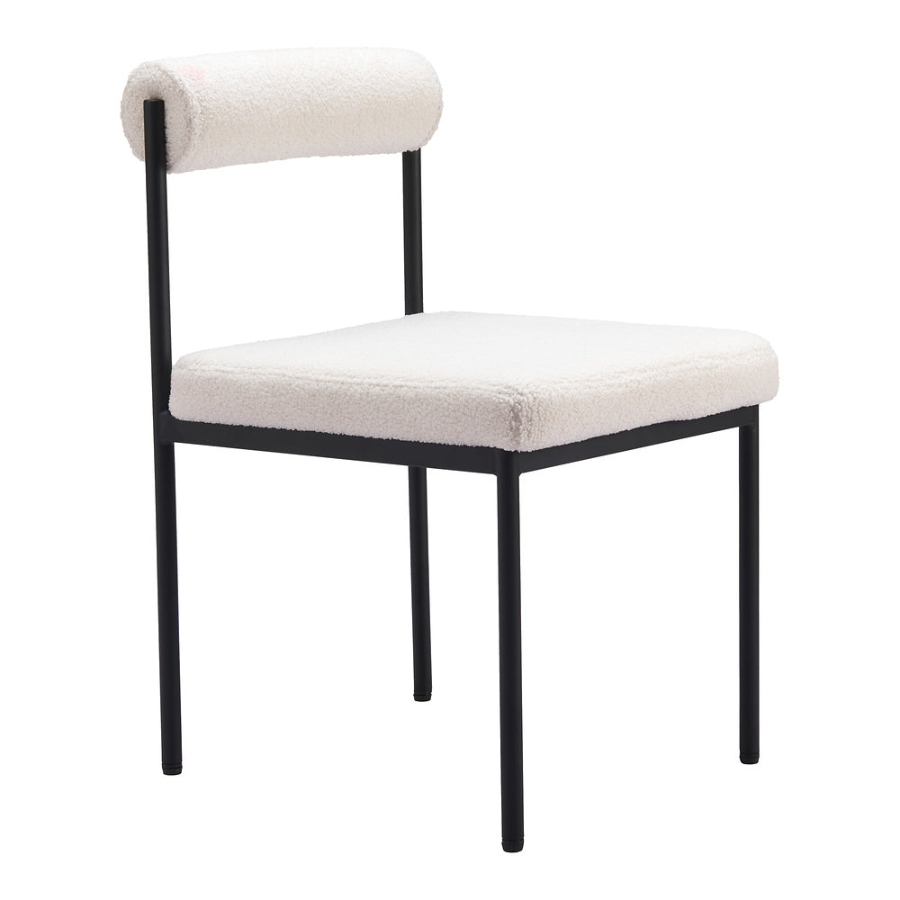 Silla Comercial para Food Court - ZUO LIVORNO - Marfil - Asiento y Respaldo Tapizados en Tela Tipo Borrego