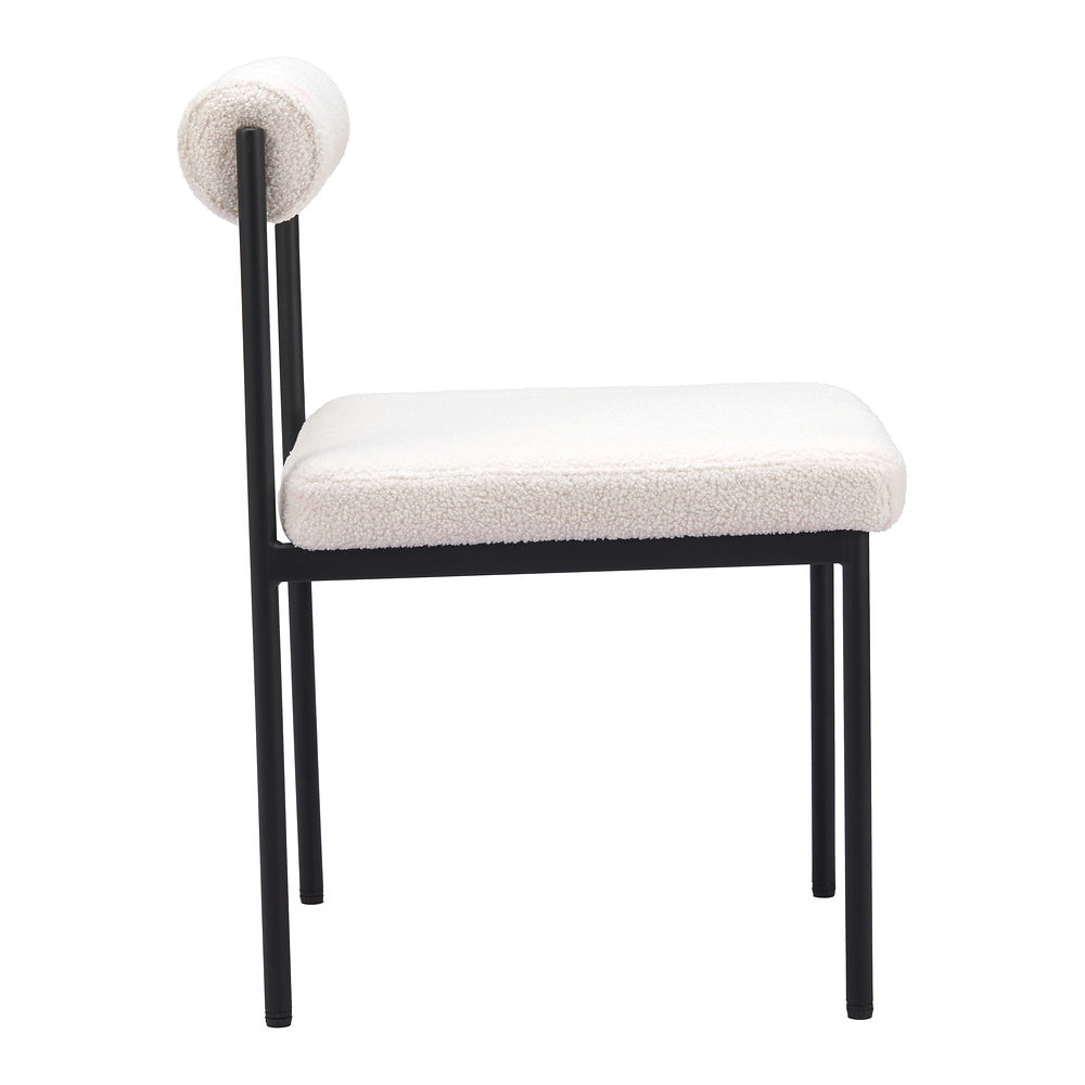 Silla Comercial para Food Court - ZUO LIVORNO - Marfil - Asiento y Respaldo Tapizados en Tela Tipo Borrego