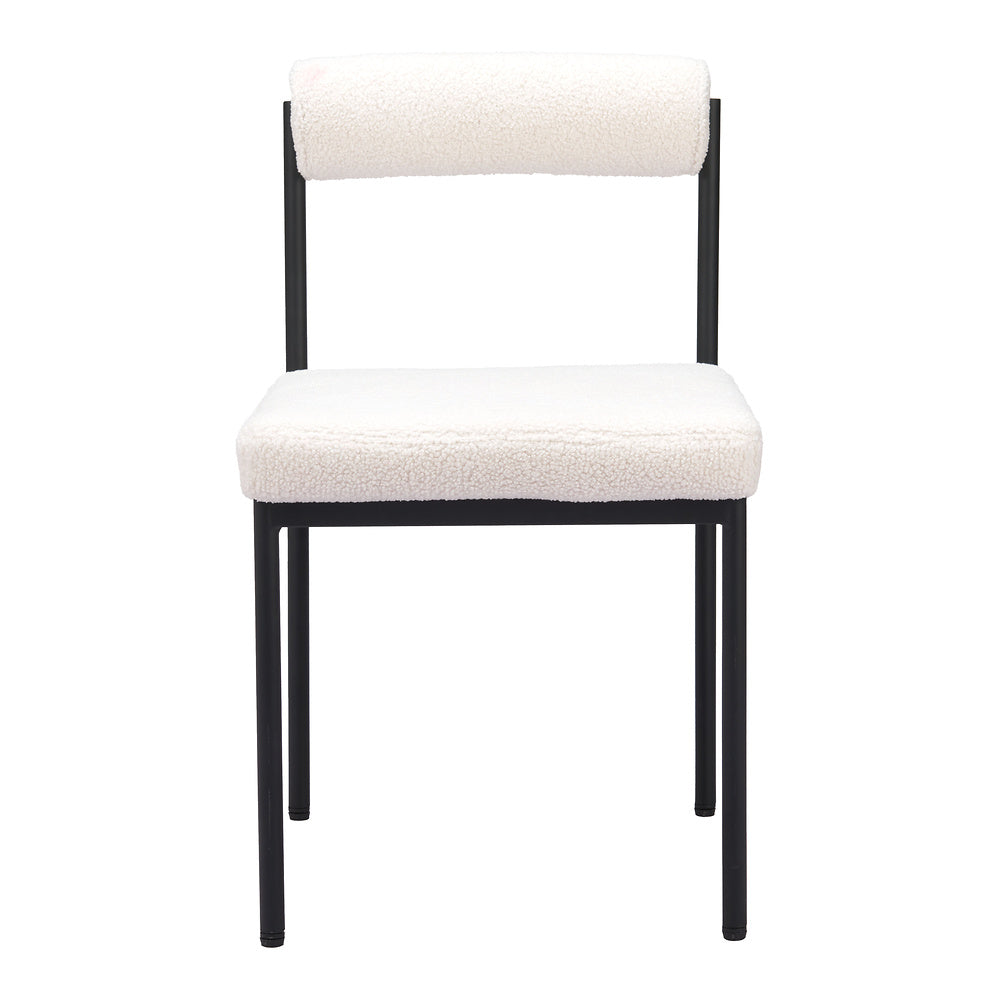 Silla Comercial para Food Court - ZUO LIVORNO - Marfil - Asiento y Respaldo Tapizados en Tela Tipo Borrego