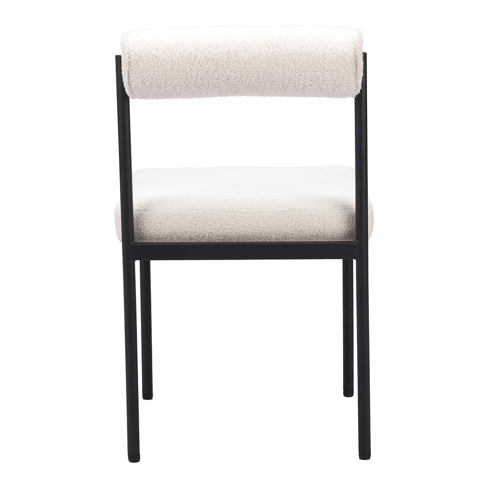 Silla Comercial para Food Court - ZUO LIVORNO - Marfil - Asiento y Respaldo Tapizados en Tela Tipo Borrego