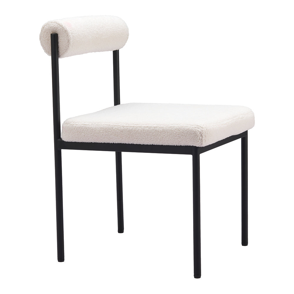 Silla Comercial para Food Court - ZUO LIVORNO - Marfil - Asiento y Respaldo Tapizados en Tela Tipo Borrego