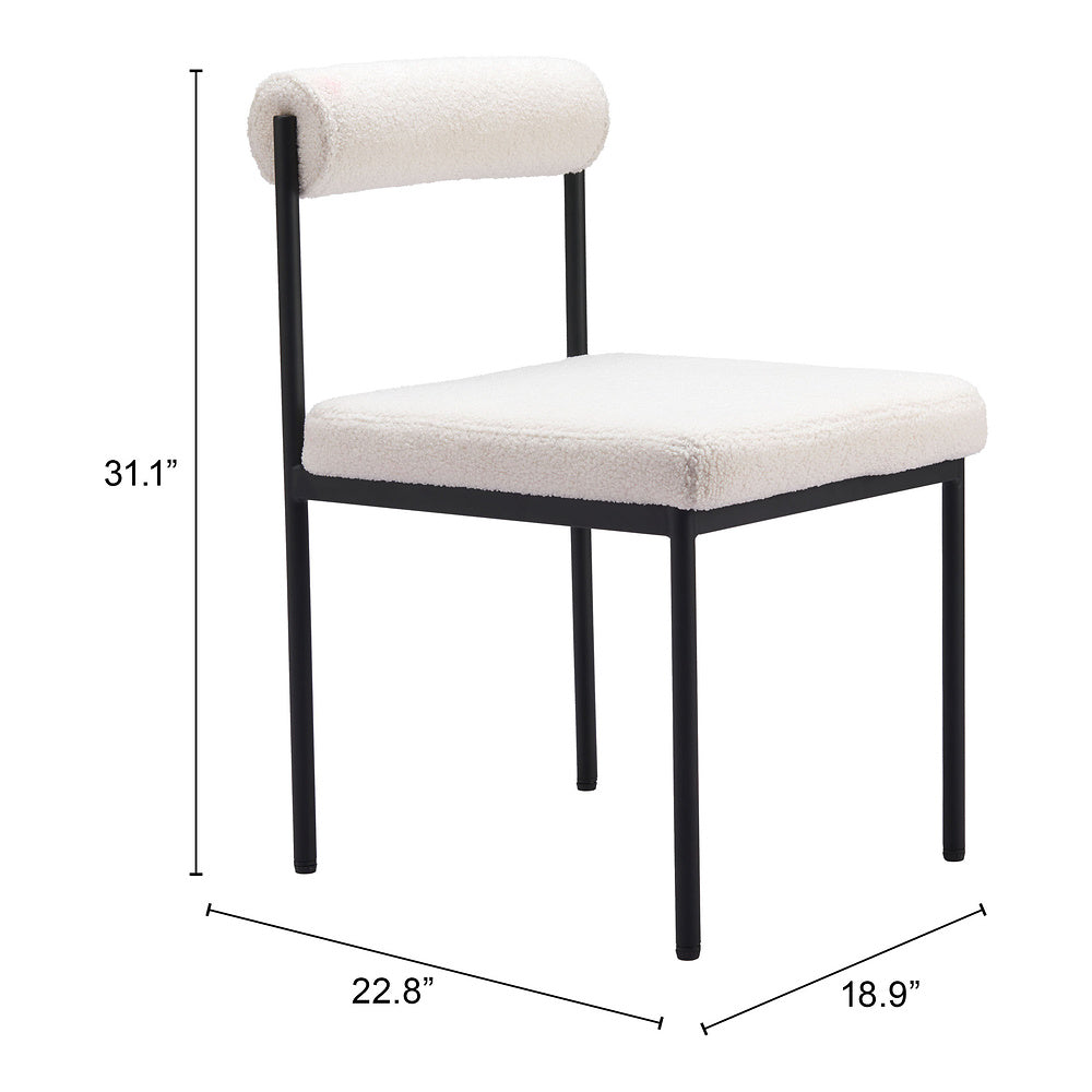 Silla Comercial para Food Court - ZUO LIVORNO - Marfil - Asiento y Respaldo Tapizados en Tela Tipo Borrego