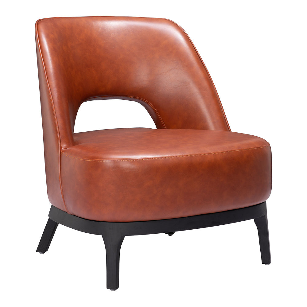 Sillón Ocasional para Sala de Espera - ZUO MISTLEY - Café - Asiento y Respaldo Tapizados en Piel Sintética