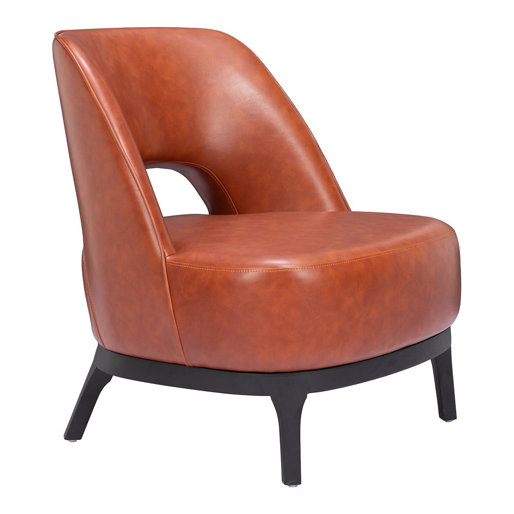 Sillón Ocasional para Sala de Espera - ZUO MISTLEY - Café - Asiento y Respaldo Tapizados en Piel Sintética