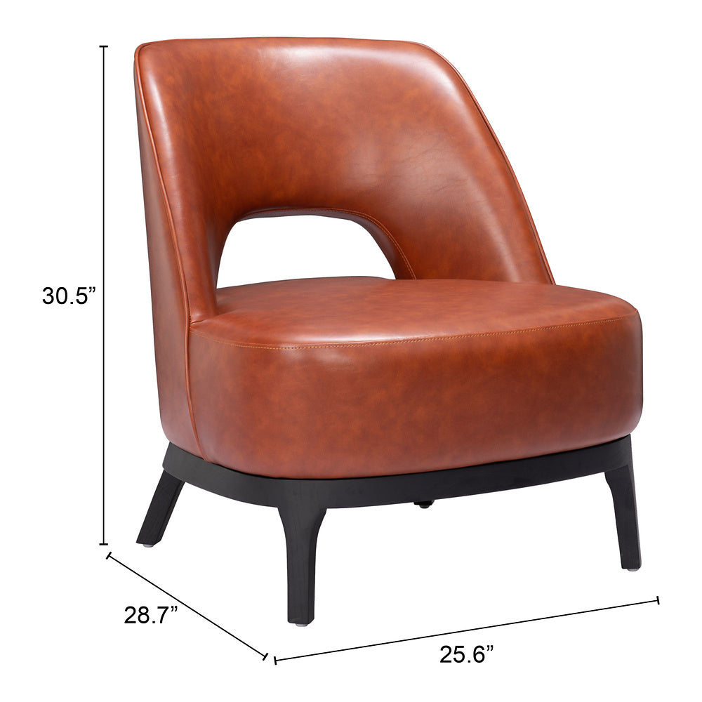Sillón Ocasional para Sala de Espera - ZUO MISTLEY - Café - Asiento y Respaldo Tapizados en Piel Sintética