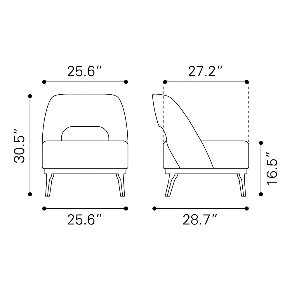 Sillón Ocasional para Sala de Espera - ZUO MISTLEY - Gris - Asiento y Respaldo Tapizados