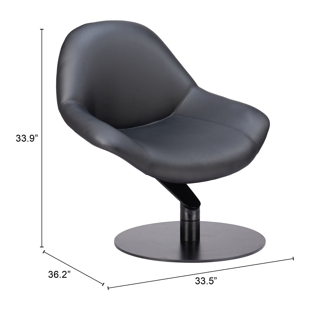 Sillón Ocasional para Sala de Espera - ZUO POOLE - Negro - Asiento y Respaldo Tapizados en Piel Sintética