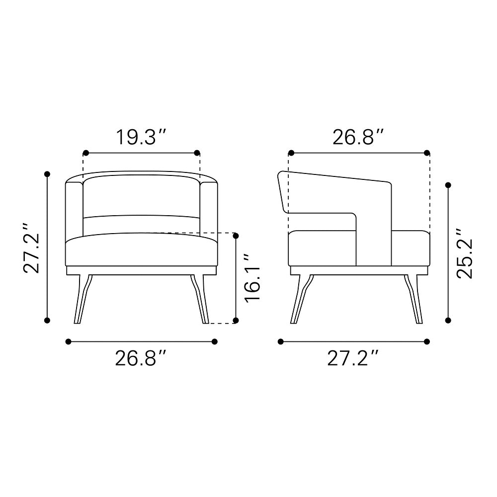 Sillón Ocasional para Coworking - ZUO PENRYN - Gris Pizarra - Asiento y Respaldo Tapizados en Lino Sintético