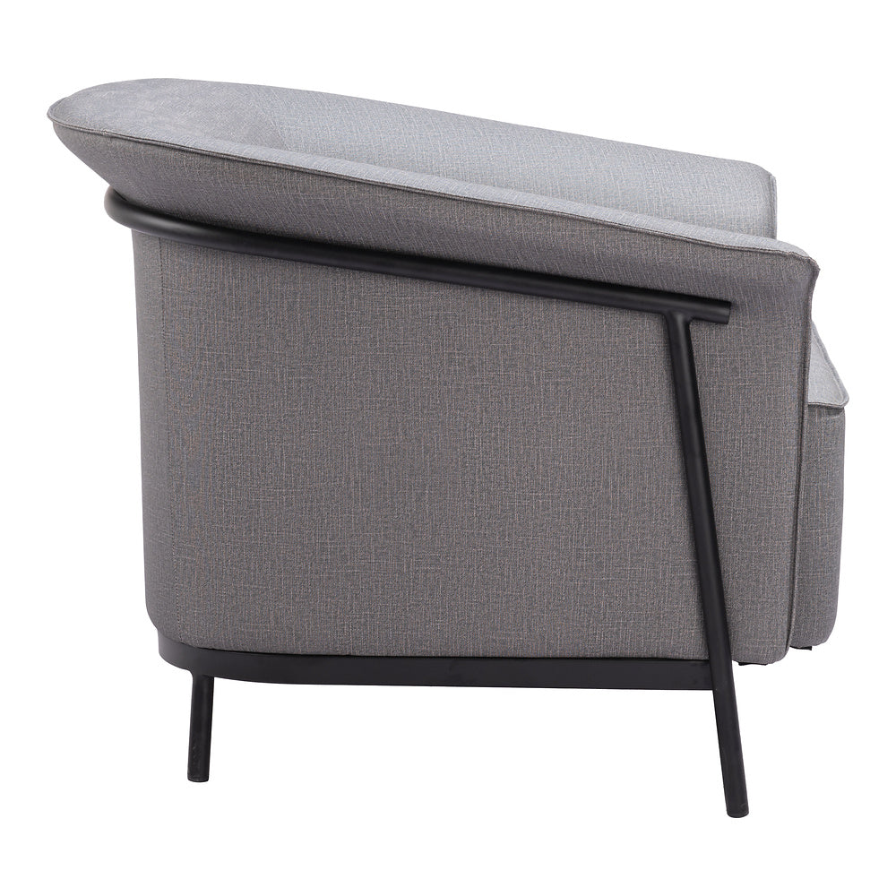 Sillón Ocasional para Recepción - ZUO BURRY - Gris Pizarra - Asiento y Respaldo Tapizados en Lino Sintético
