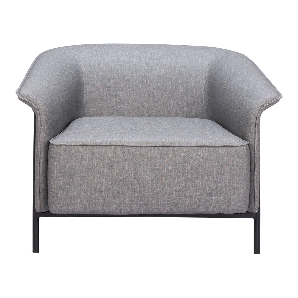 Sillón Ocasional para Recepción - ZUO BURRY - Gris Pizarra - Asiento y Respaldo Tapizados en Lino Sintético