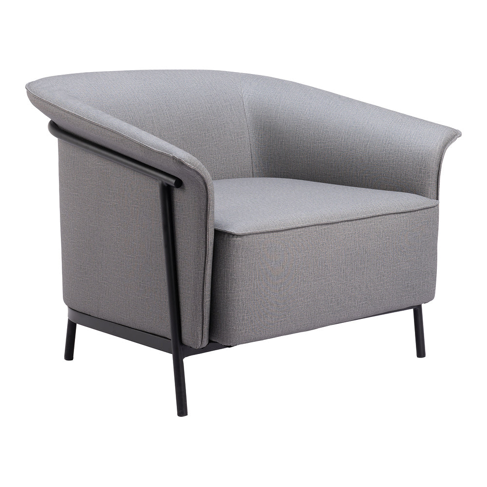 Sillón Ocasional para Recepción - ZUO BURRY - Gris Pizarra - Asiento y Respaldo Tapizados en Lino Sintético