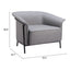 Sillón Ocasional para Recepción - ZUO BURRY - Gris Pizarra - Asiento y Respaldo Tapizados en Lino Sintético