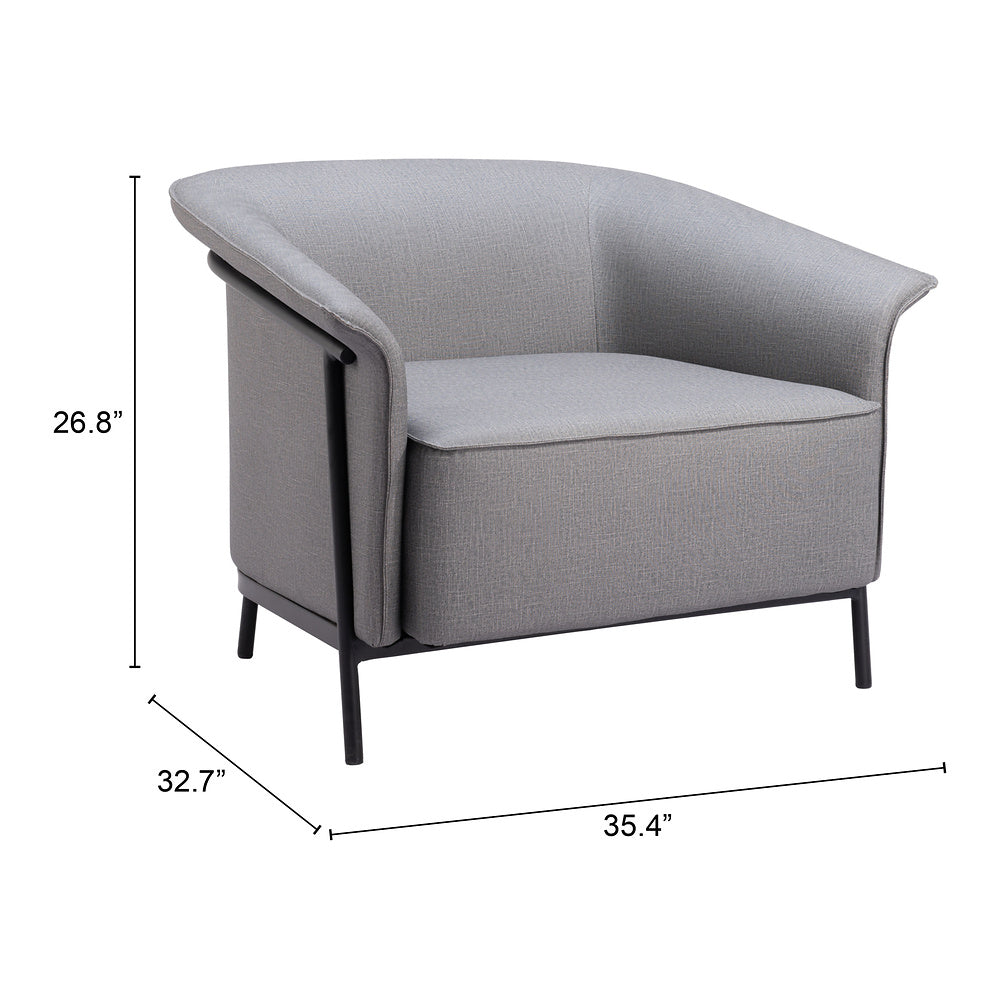 Sillón Ocasional para Recepción - ZUO BURRY - Gris Pizarra - Asiento y Respaldo Tapizados en Lino Sintético
