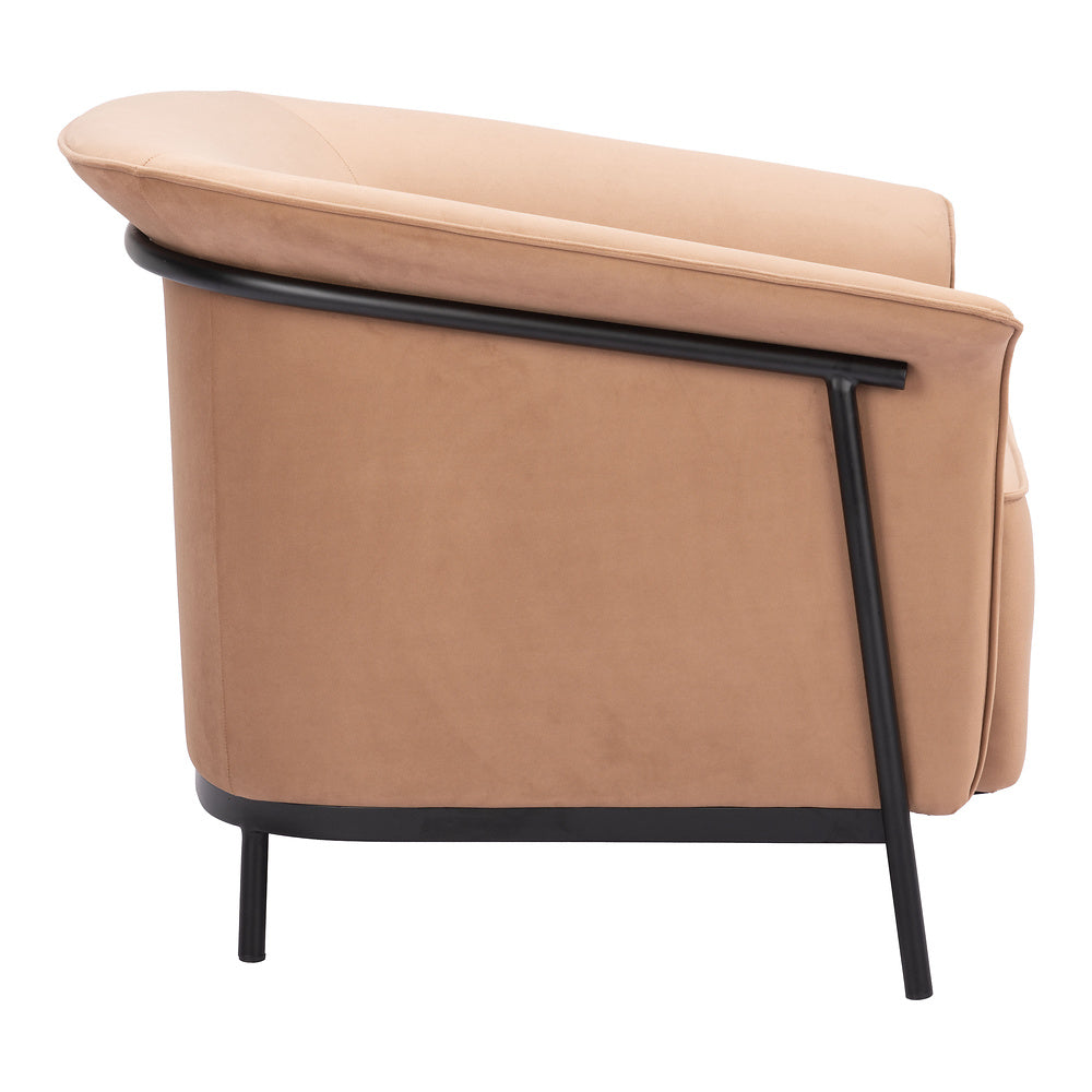 Sillón Ocasional para Recepción - ZUO BURRY - Camel - Asiento y Respaldo Tapizados