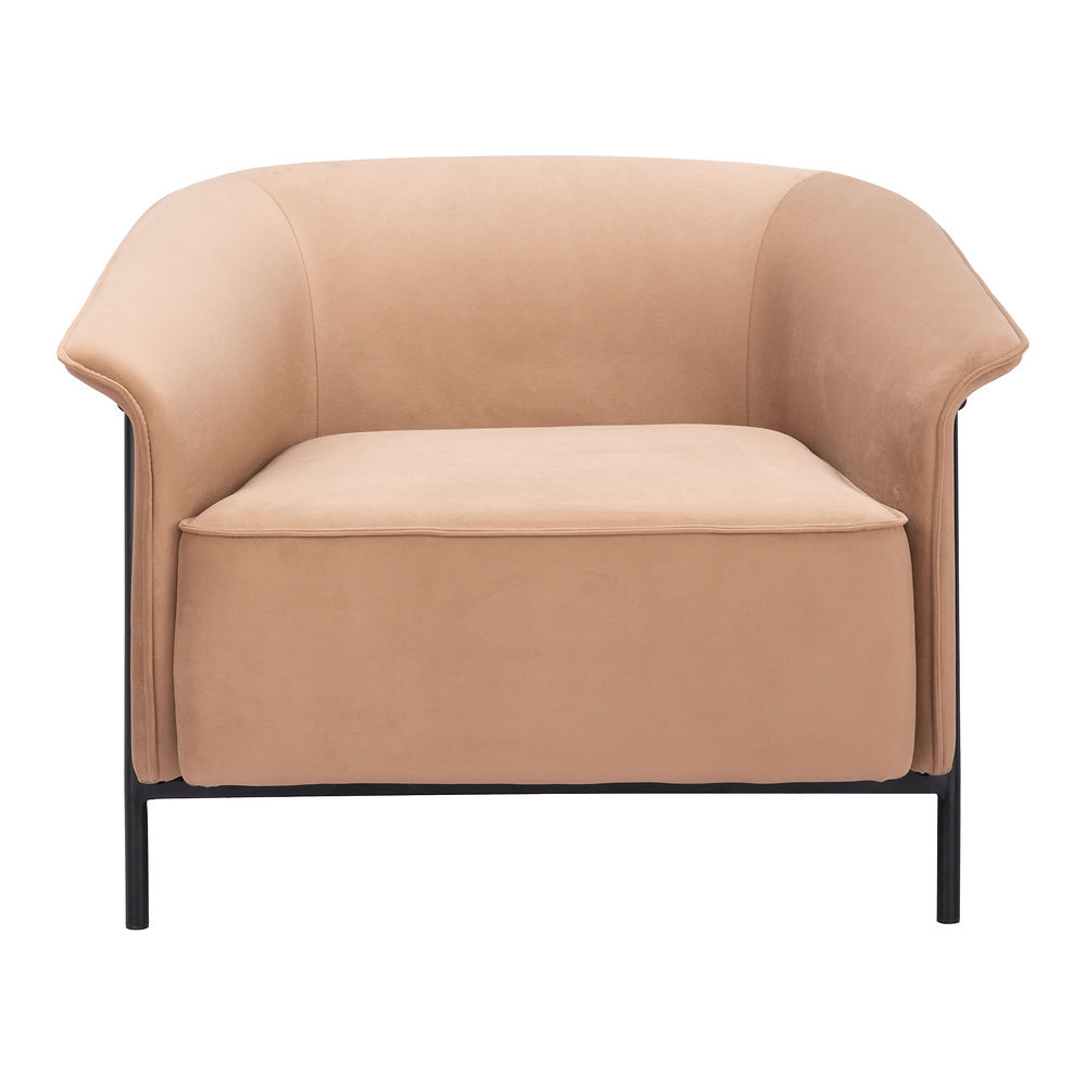 Sillón Ocasional para Recepción - ZUO BURRY - Camel - Asiento y Respaldo Tapizados